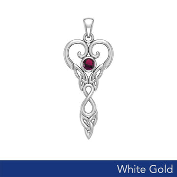 Celtic Infinity Goddess with Birthstone Solid White Gold Pendant WPD5960 - Jewelry